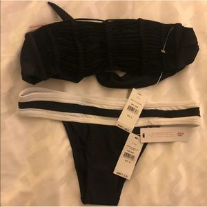 NWT PILYQ MIDNIGHT GOLD ISLA BANDEAU BAND BIKINI